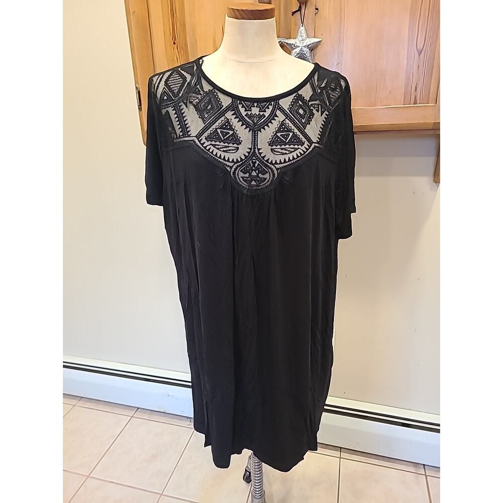 NWT Green Envelope Spring Women's 3X Black Embroidered Dress